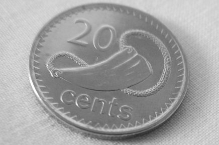 Fijian 20c coin with whale tooth